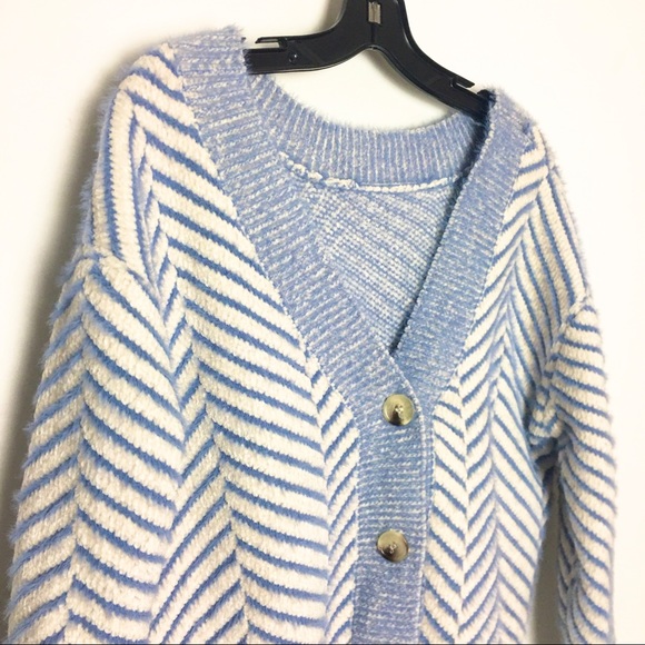 FRNCH Paris Chenille Oversized Chevron Cardigan - Picture 2 of 8